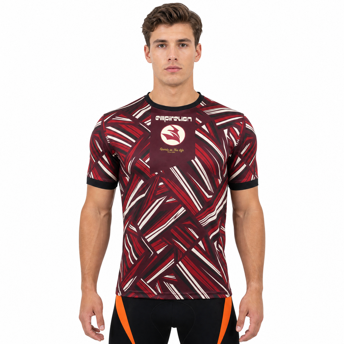 Mens Color Block Full Print Sports T-shirt