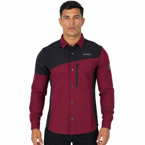 Mens Trekking Hiking Camping Color Block Zip Pocket Shirts