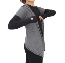 Women's Striped Active Casual Loose Open Front Cardigan Crop Tops Cover Up Yoga Hoodie Shirts