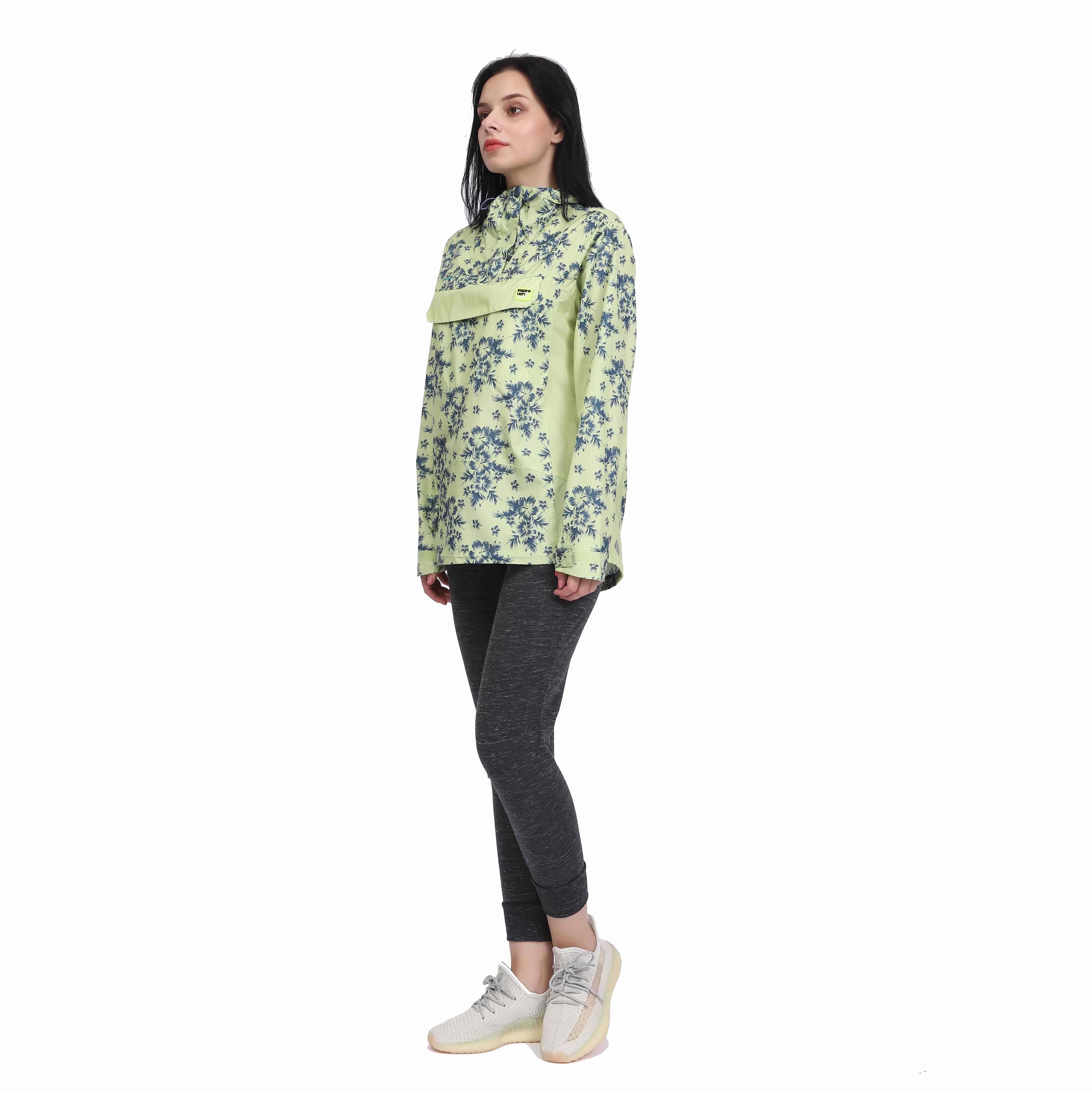 Women's Waterproof Windbreaker Pullover Print Hoodies Top