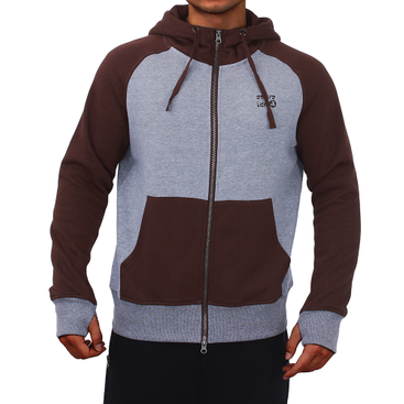 Men's Contrast Athletic Running Double Zipper Heads Hoodie Sweatshirt