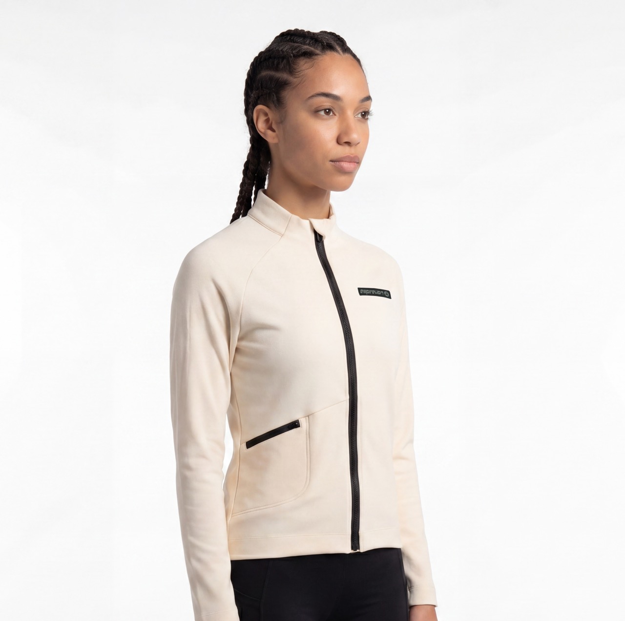 Womens Reglan Sleeve Panel Mesh Trim Cycling Jacket