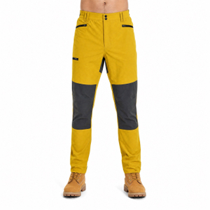 Mens Color Block Trekking Trousers Elastic Waist Hiking Pant