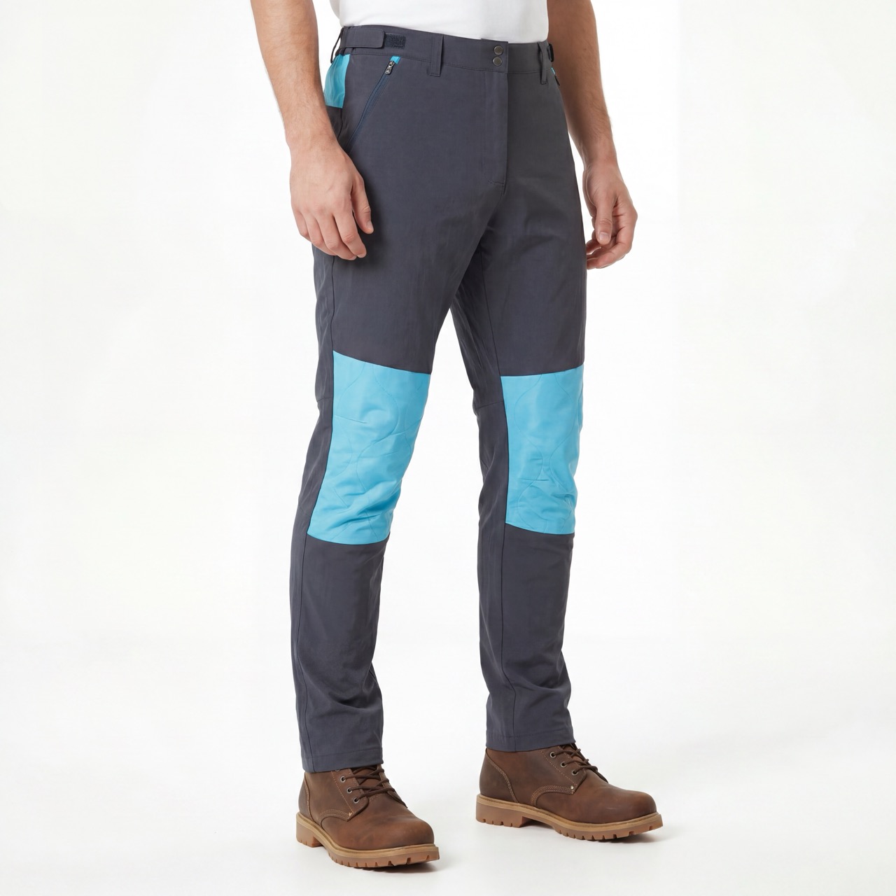 Mens Knee Warm Panels Pants Color Block Trekking Trousers