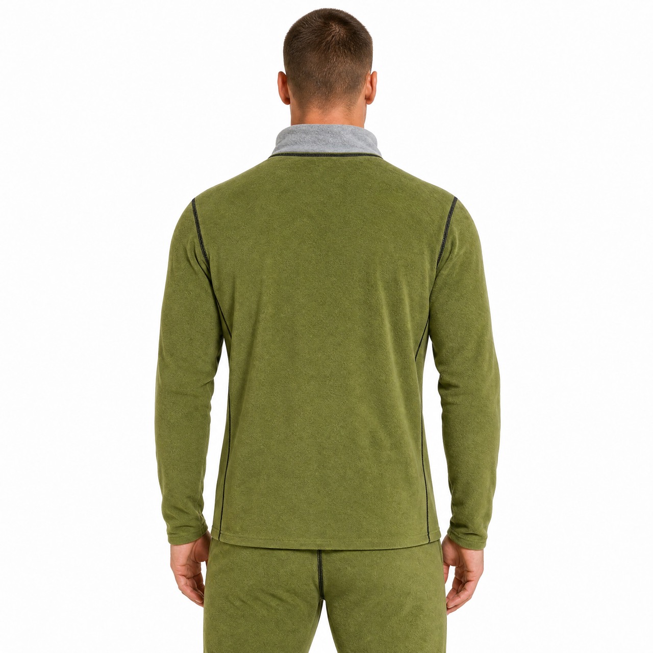 Mens Reversible Color Blocked Baselayer Double Brushed Fleece Underwear Set