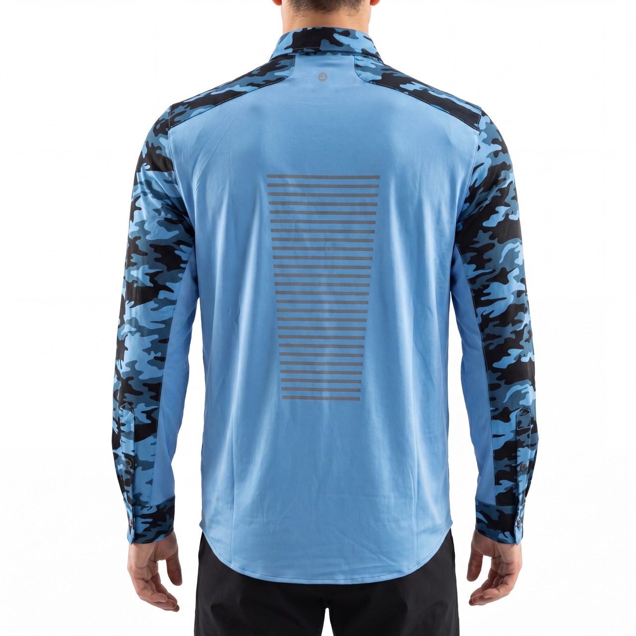 Mens Camouflage Print Color Blocked Zipper Pocket Hiking Shirt