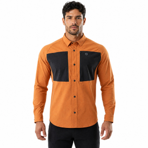 Mens Zip Patch Pockets Trekking Stretch Shirts