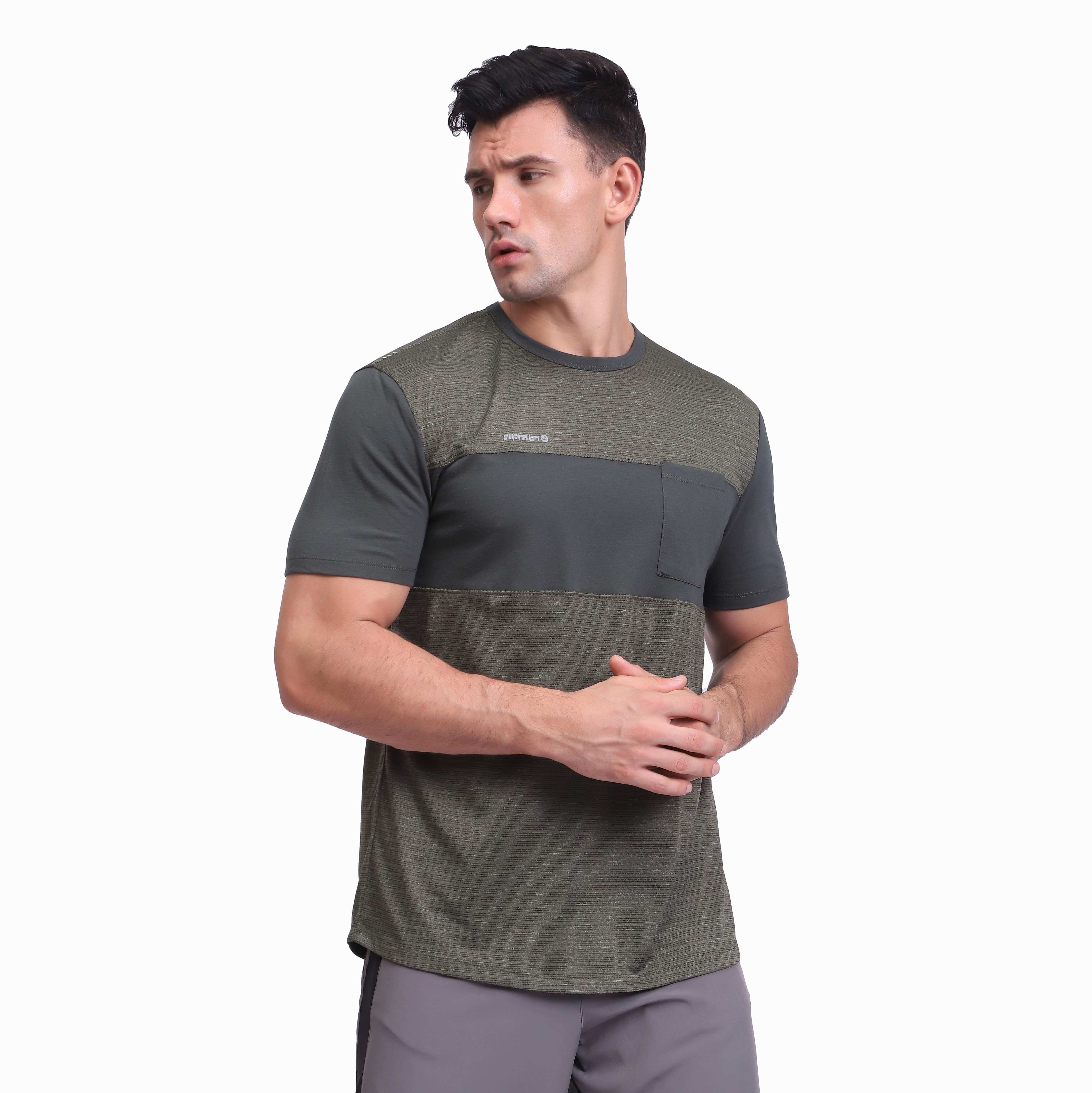 Men's Running Dry Fit T-Shirt Athletic Panel Short Sleeve Tops