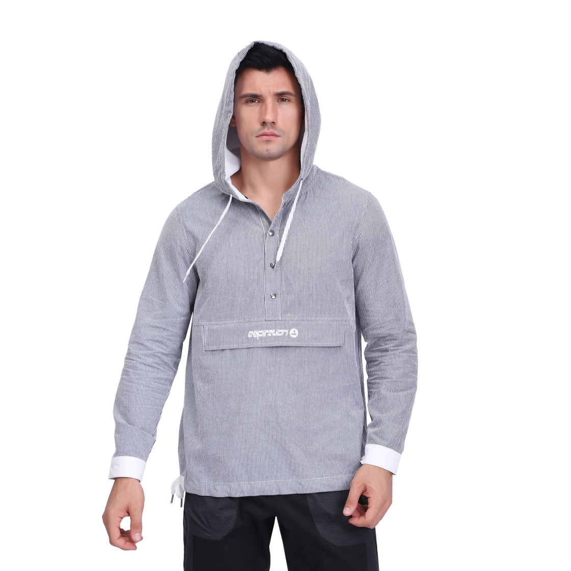Men's Stripes Hoodie Shirt Hiking Fishing Sports Casual Top