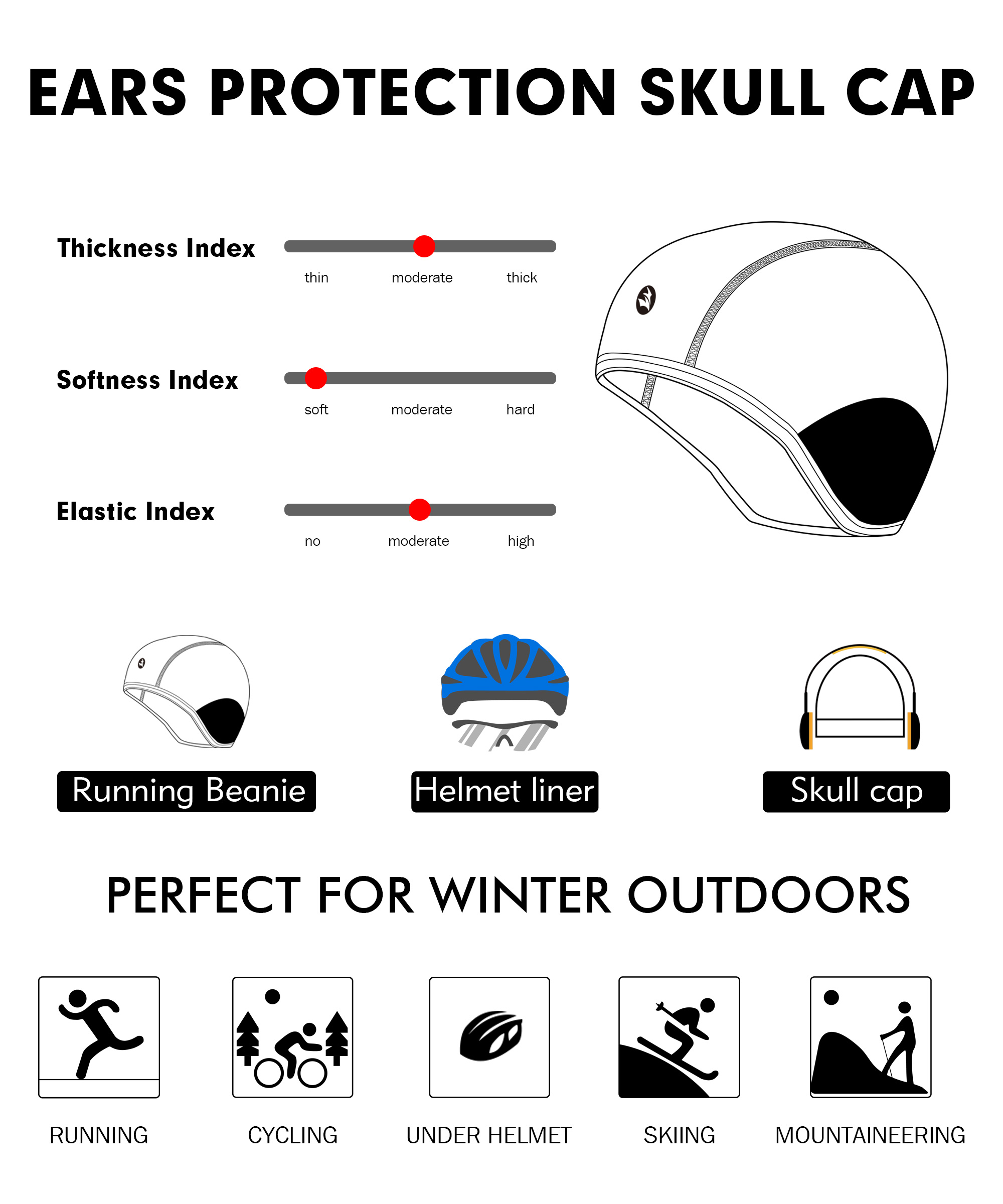 Ears Protection Thermal Helmet Liner Winter Reflective Cycling Running Skull Cap Skiing Beanie