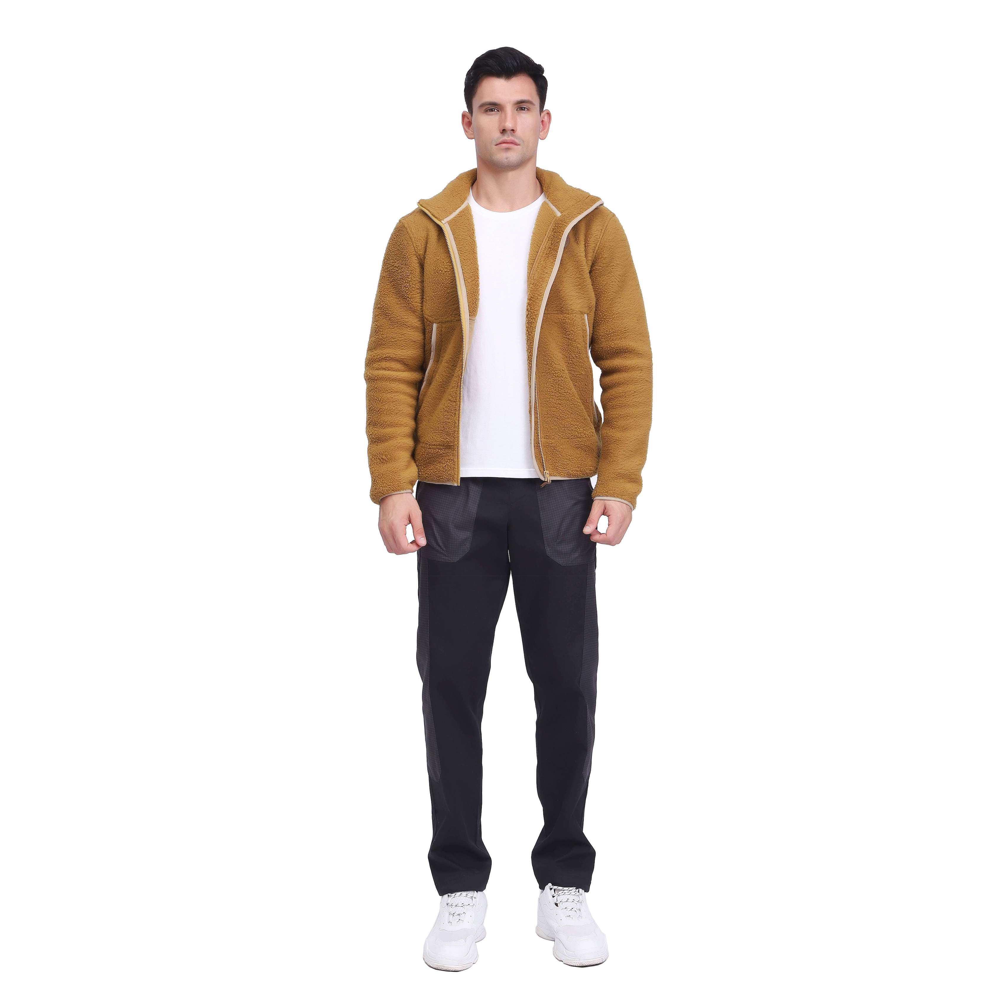 Men's Heavy Anti-Static Polar Fleece Hiking Zipper Short Jacket Winter Top