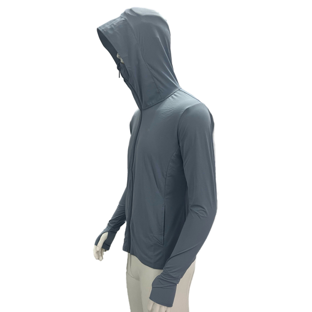Sun Protection Cold Fleeing Summer Light Weight Running Fishing Zip Through High Cowl Hoodie