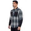 Mens Yarn Dyed Check Laser Cut Hole Yoke Hiking Shirts