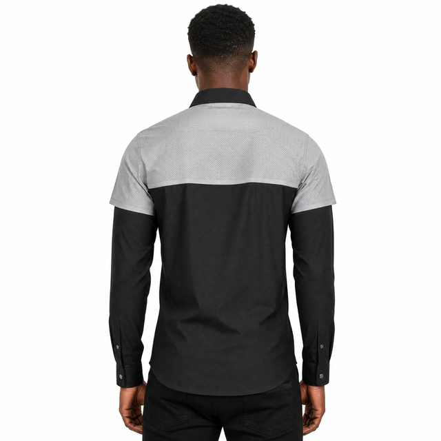 Mens Reflective Trims Night Hiking Camping Fishing Sealed Zip Pocket Snaps Up Shirts
