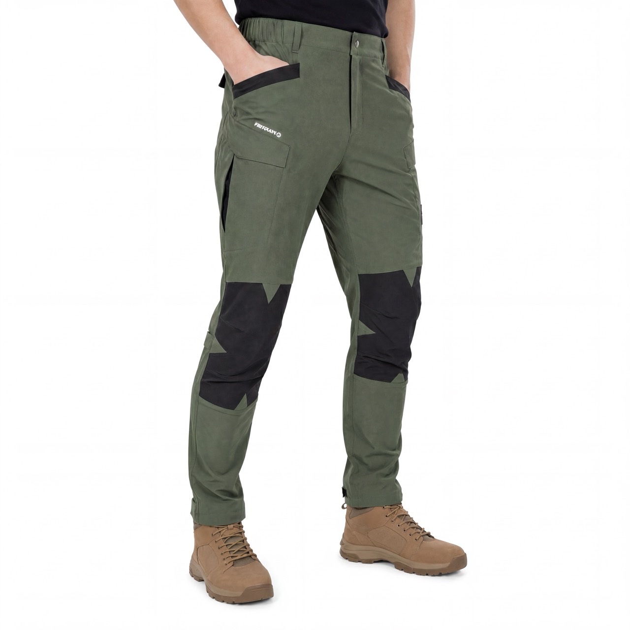Mens Stylish Panels Adjustable Knee Big Pockets Hiking Pant