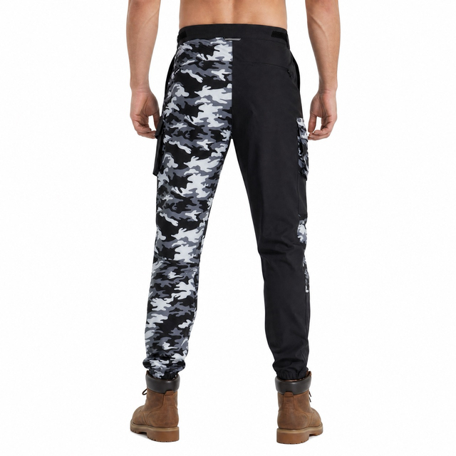 Mens Camouflage Print Color Block Panels Hiking Pant