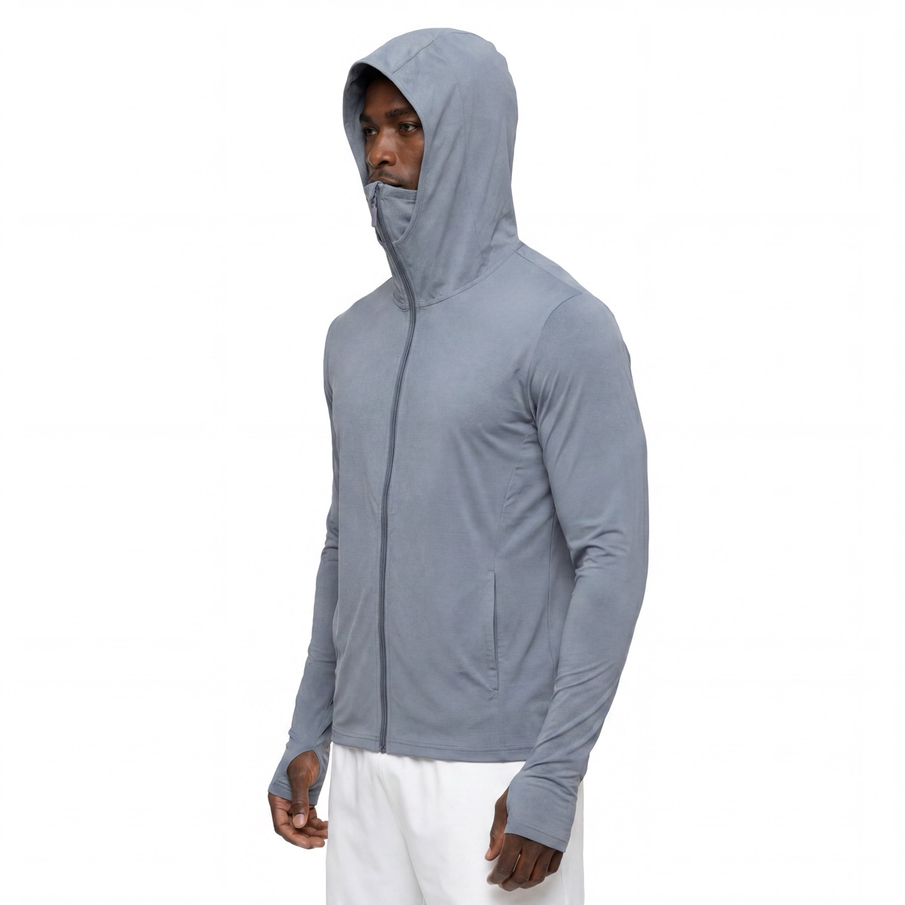 Sun Protection Cold Fleeing Summer Light Weight Running Fishing Zip Through High Cowl Hoodie