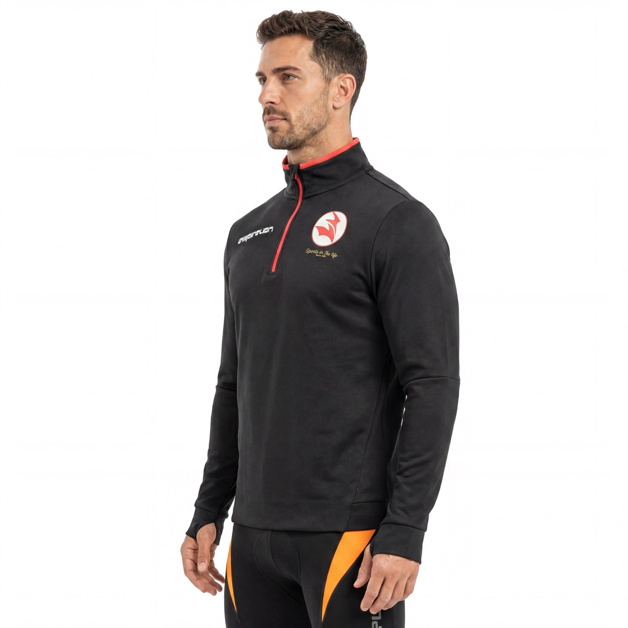 Mens Half Zip Piping Trim Sports Pullover Tops