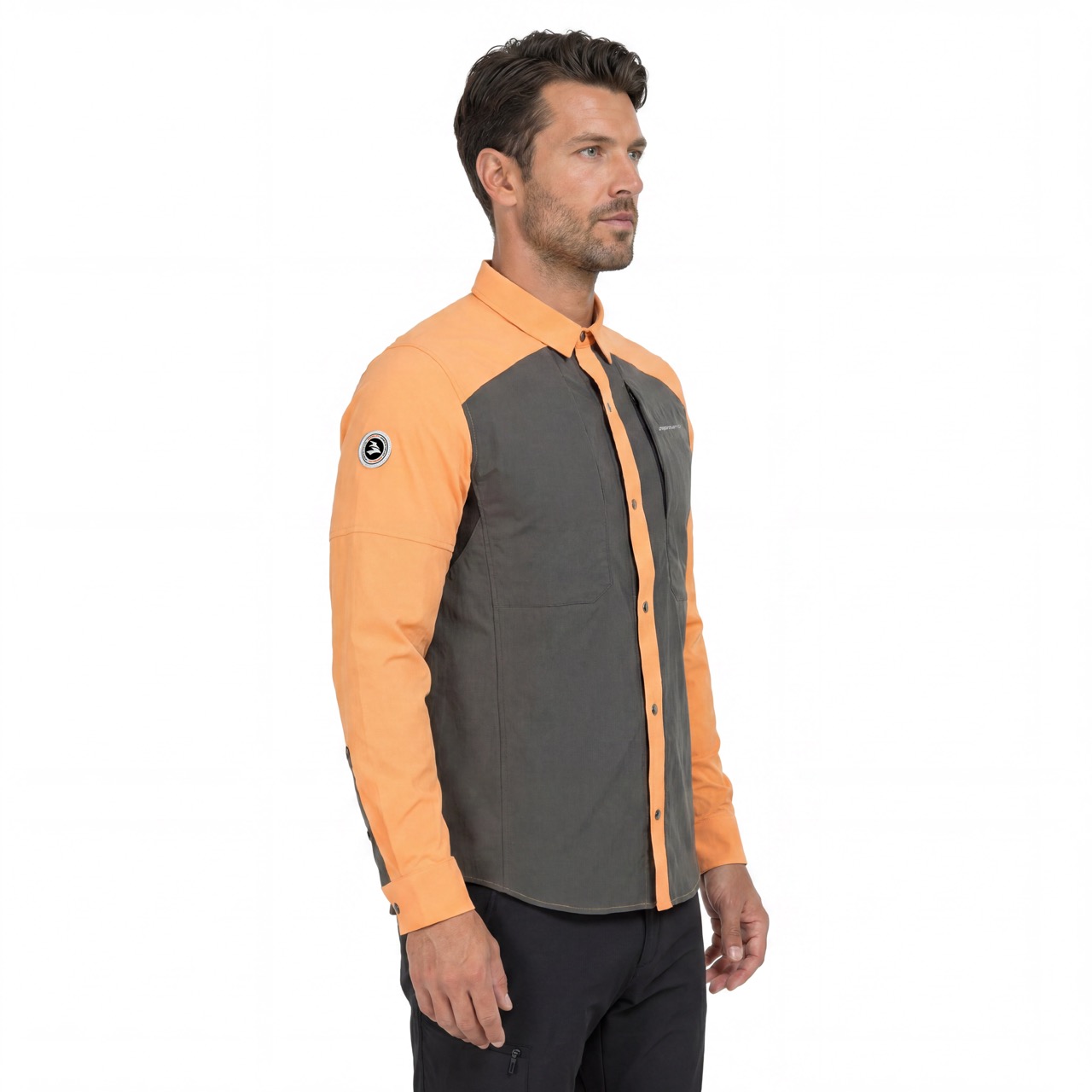 Mens Hiking Camping Fishing Cooling Back & Armpit Vent Snaps Up Contrast Functional Shirts