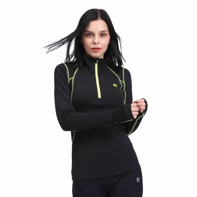 Women's Sport Slim Fit 1/2 Zip Fleece Lining Pullover Thermal Top