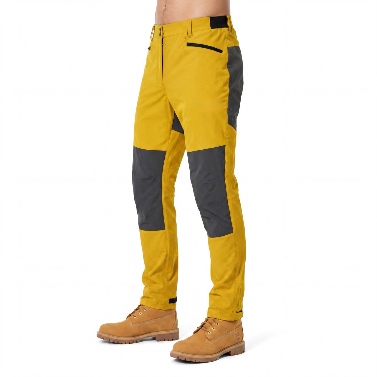 Mens Color Block Trekking Trousers Elastic Waist Hiking Pant