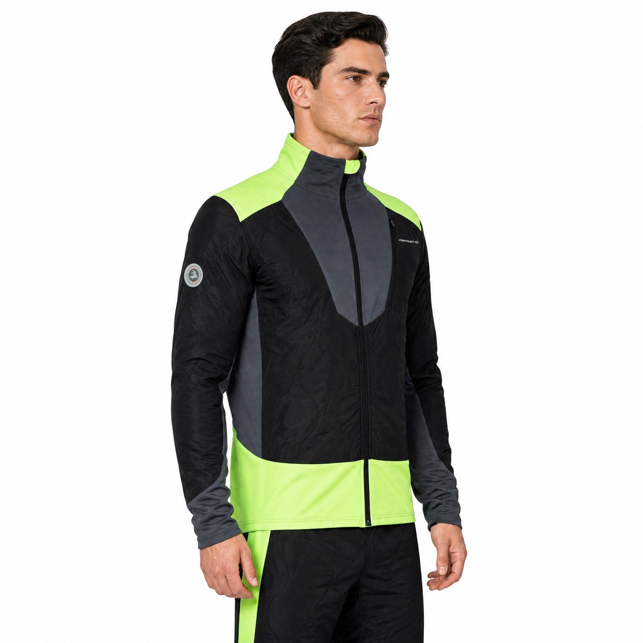 Mens Wind Proof Outdoor Quilting Color Block Fluro Trims Jacket