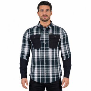 Mens Yarn Dyed Check Laser Cut Hole Yoke Hiking Shirts