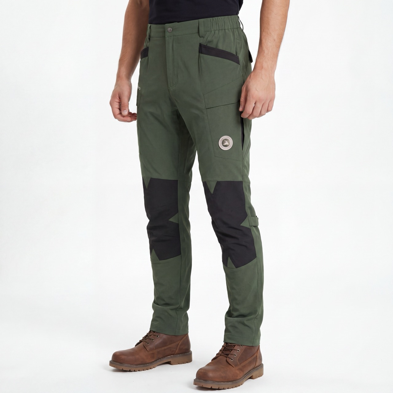 Mens Stylish Panels Adjustable Knee Big Pockets Hiking Pant