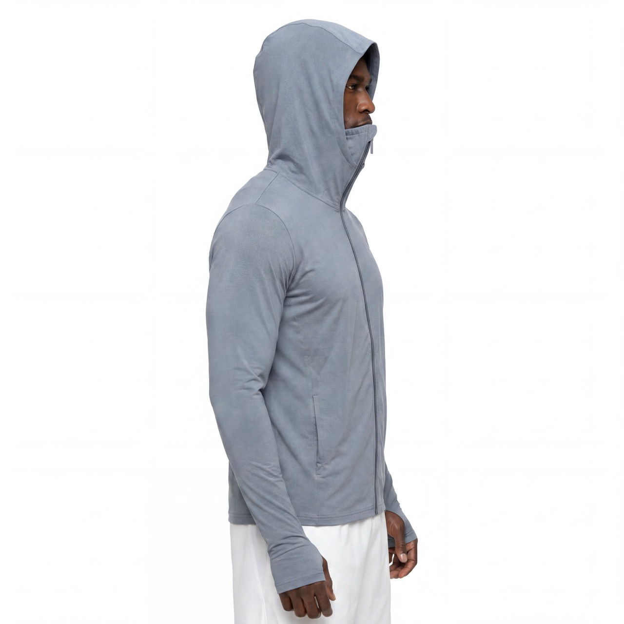 Sun Protection Cold Fleeing Summer Light Weight Running Fishing Zip Through High Cowl Hoodie