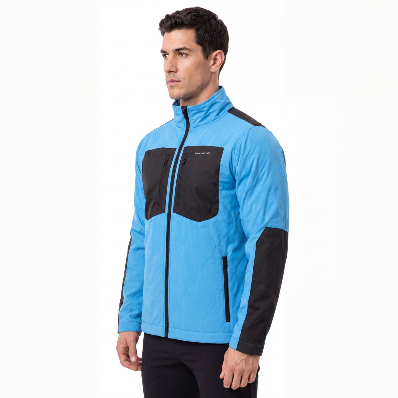 Mens Camping Hiking Mountaineering Alpinism Quilting Color Blocked Zip Jacket