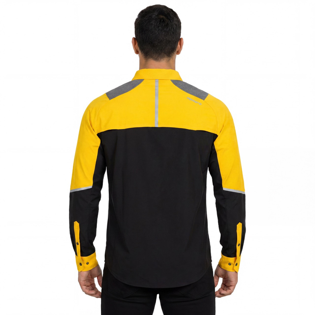 Mens Reflective Panel Hiking Camping Fishing Snaps Up Contrast Functional Shirts