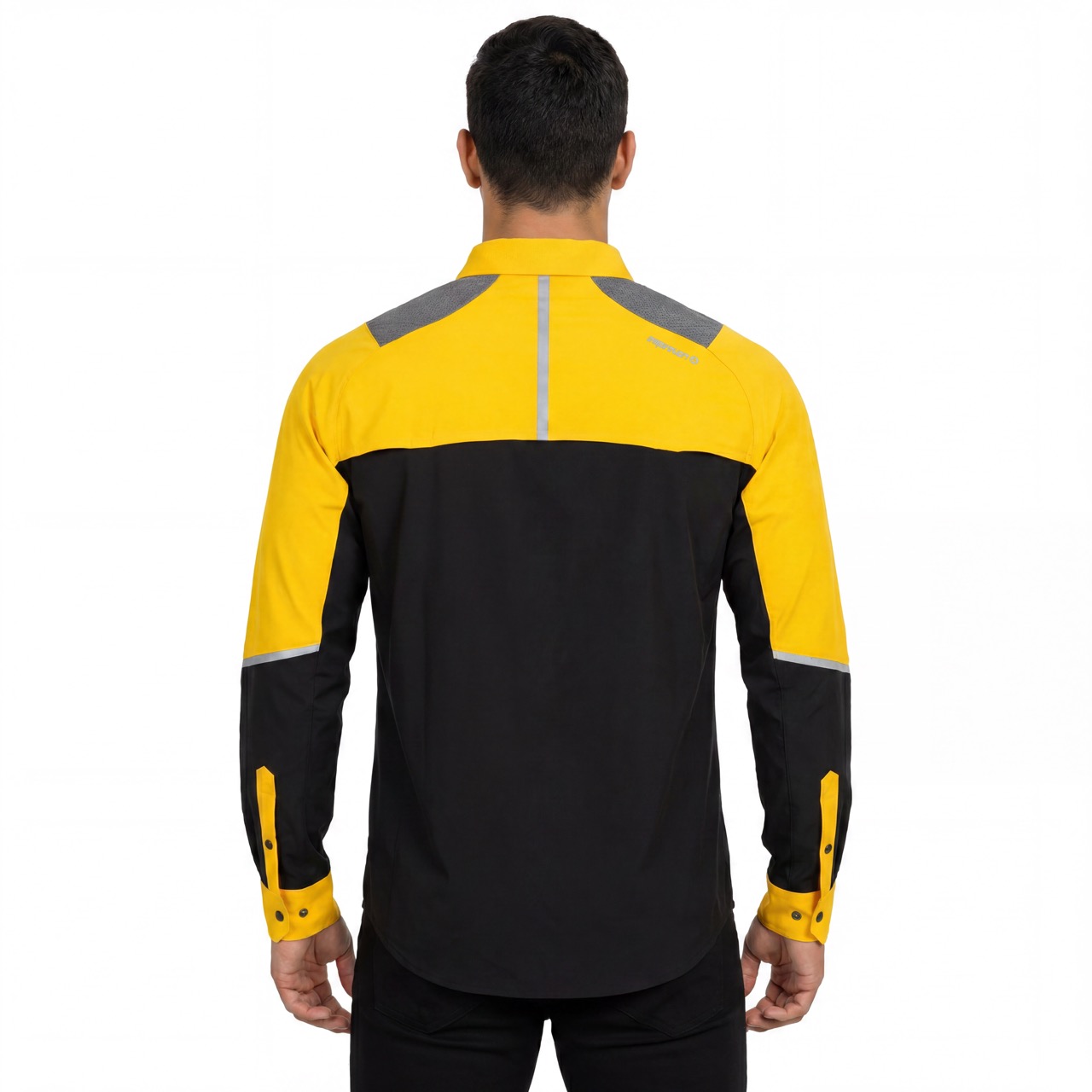 Mens Reflective Panel Hiking Camping Fishing Snaps Up Contrast Functional Shirts