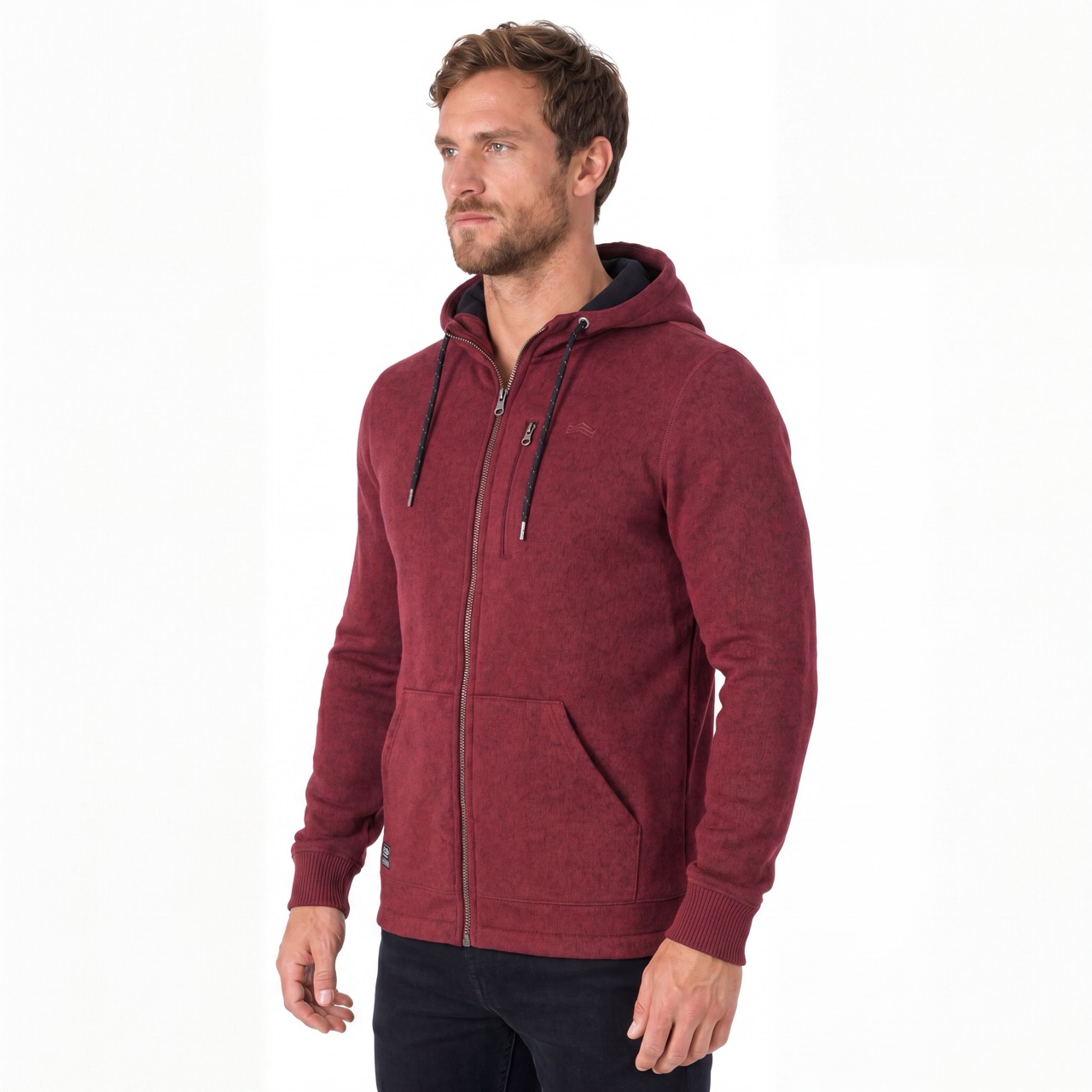 Men's Bonded Zip Thru Hoodie Cosy Thermal Windproof Climbing Hiking Sweatshirt