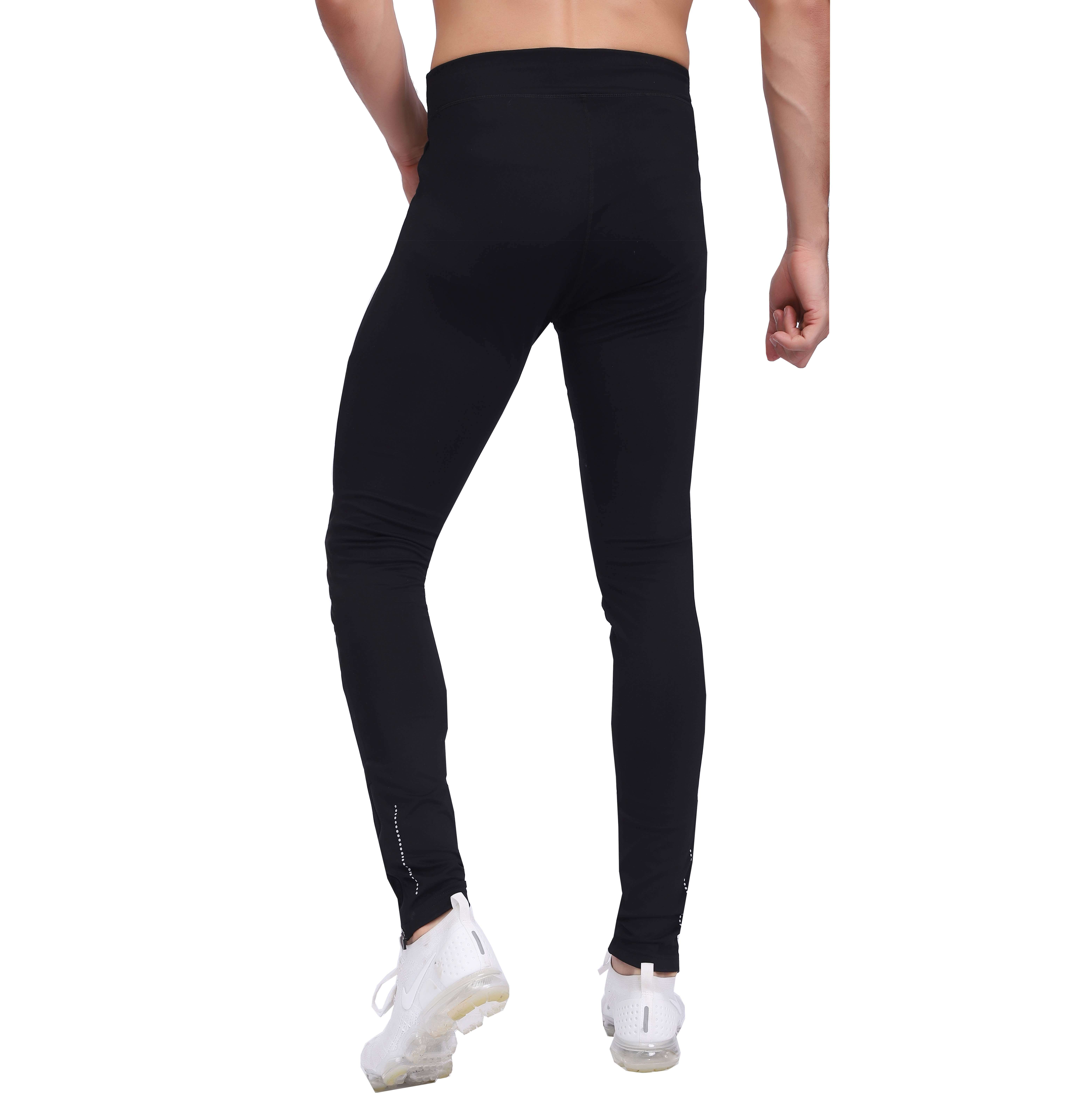 Men's High Waist Thermal Underwear Knee Padded Tight Leggings With Crotch Gusset