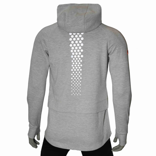 Mens Running Diagonal Placket High Collar Double Zip Raglan Sleeves Hoodie Jacket