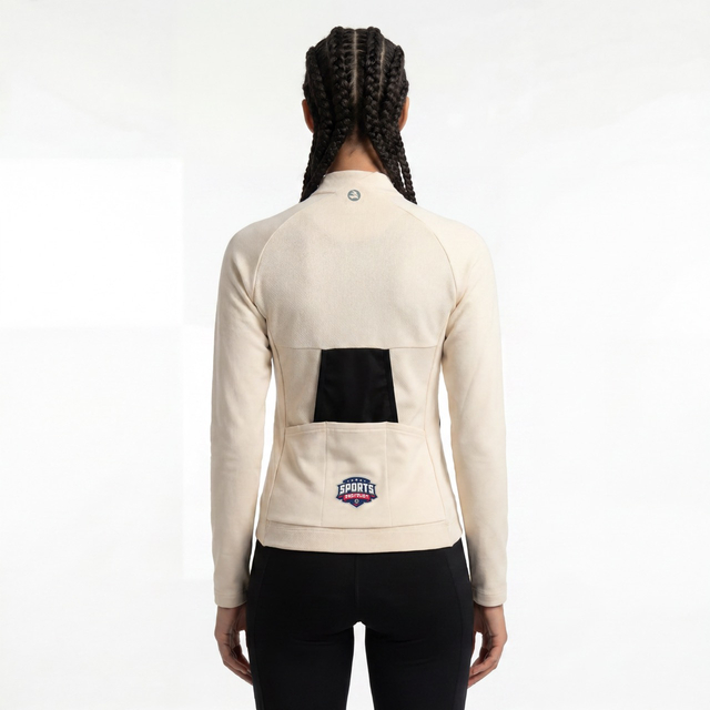 Womens Reglan Sleeve Panel Mesh Trim Cycling Jacket