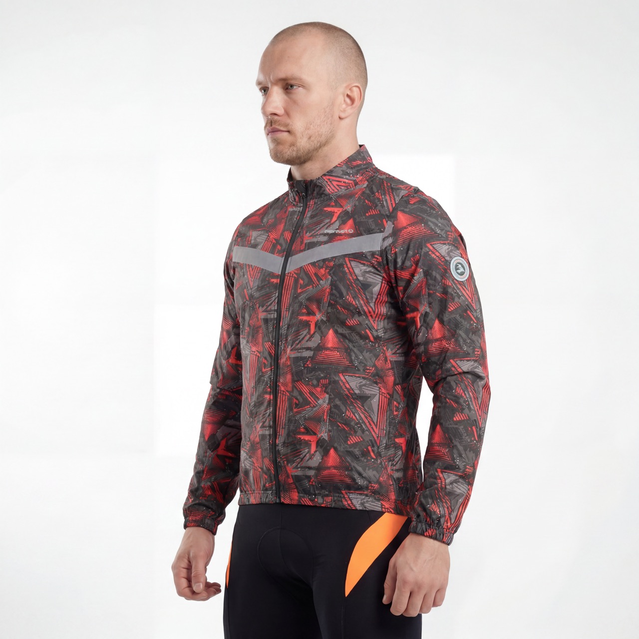 Water Proof All over Print Reflective Trim Rain Cycling Jacket