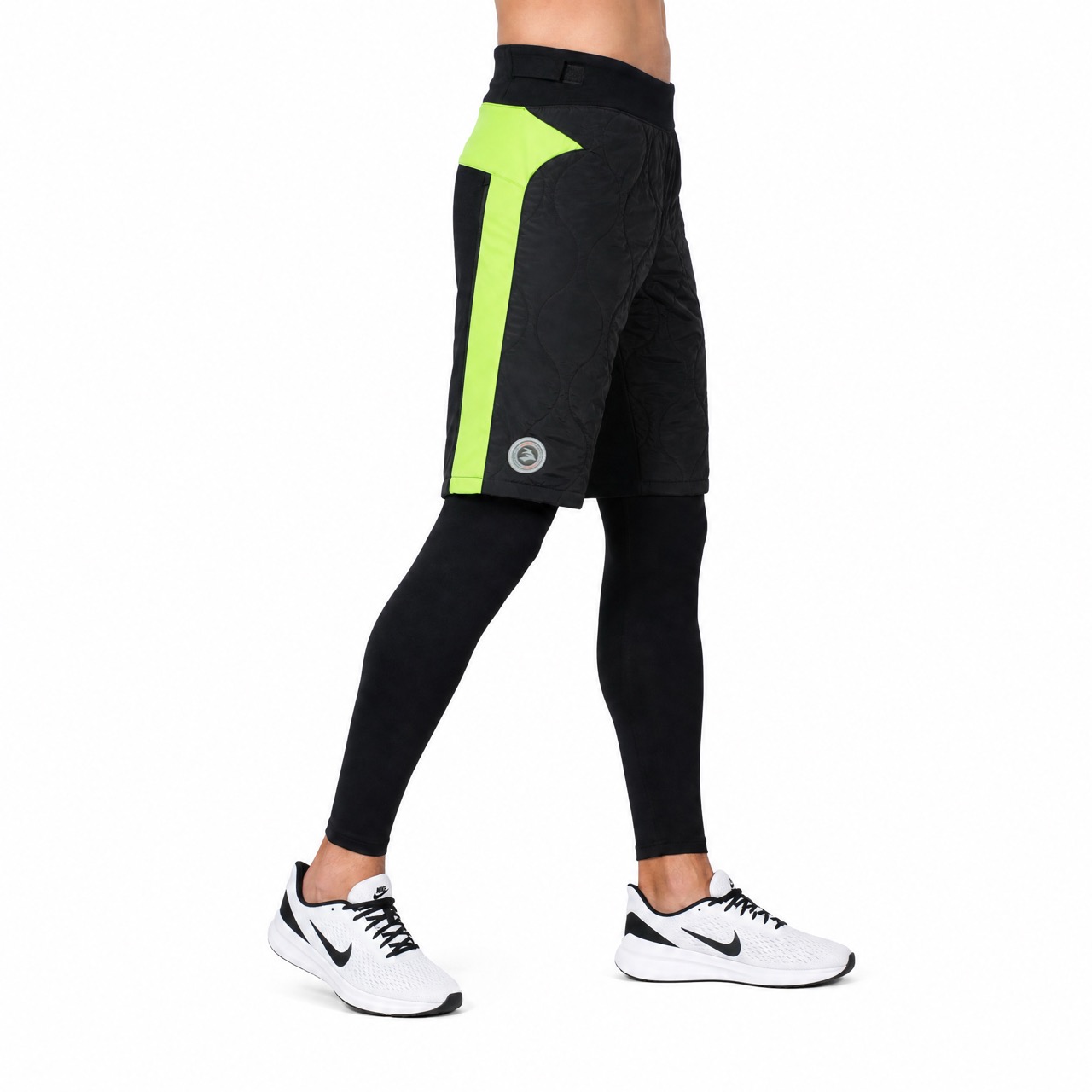 Mens Wind Proof Outdoor Quilting Color Block Baselayer 2 in 1 Adjustable Waist Pant