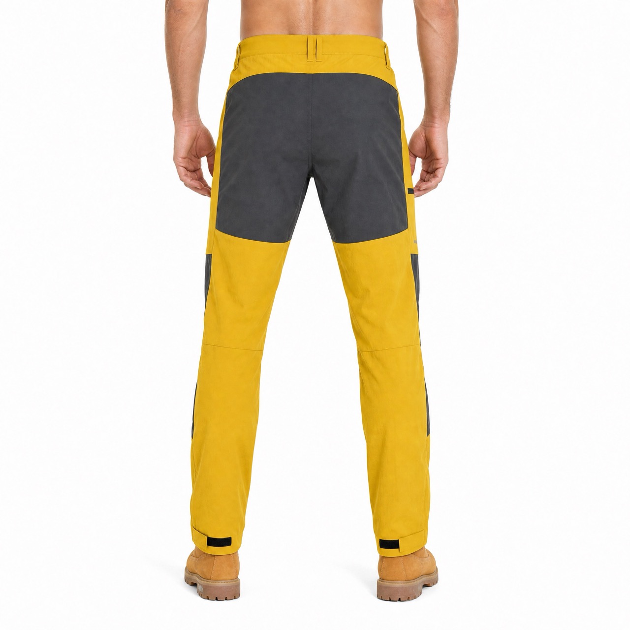 Mens Color Block Trekking Trousers Elastic Waist Hiking Pant