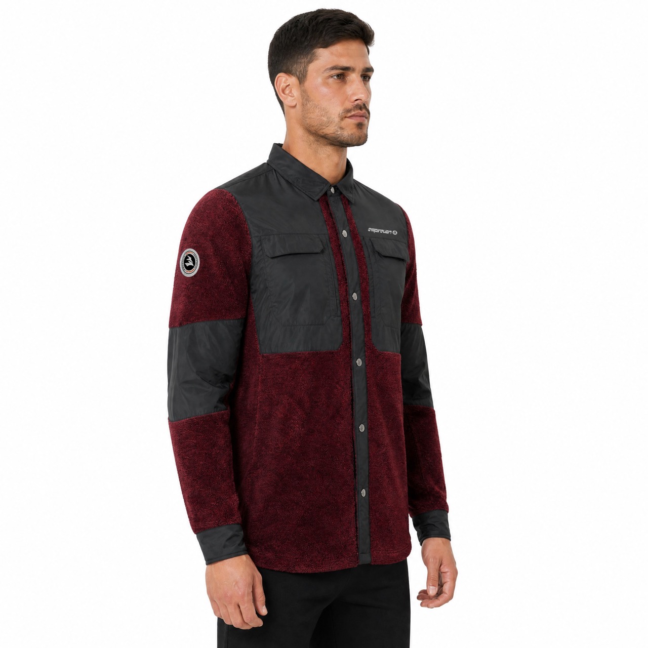 Mens Hiking Camping Windproof Shaggy Fuzzy Melange Fleece Shirts