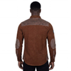 Mens Hiking Camping Cotton Corduroy Shirts Fake Leather Trims Outdoor Tops