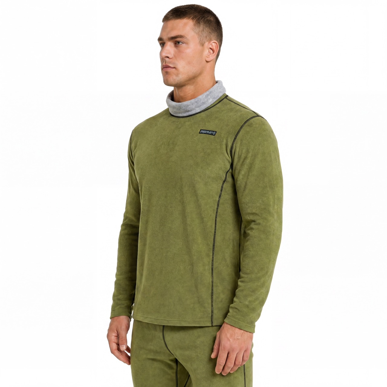 Mens Reversible Color Blocked Baselayer Double Brushed Fleece Underwear Set