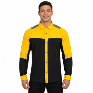 Mens Reflective Panel Hiking Camping Fishing Snaps Up Contrast Functional Shirts