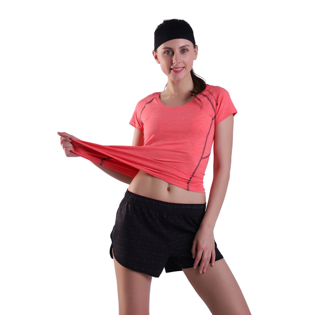 Women Quick Dry Fit Sweat Shirt T-Shirt Sports Workout Athletic Fitness Running Tops