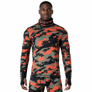 Mens Camouflage Print Baselayer High Collar Jersey Tops