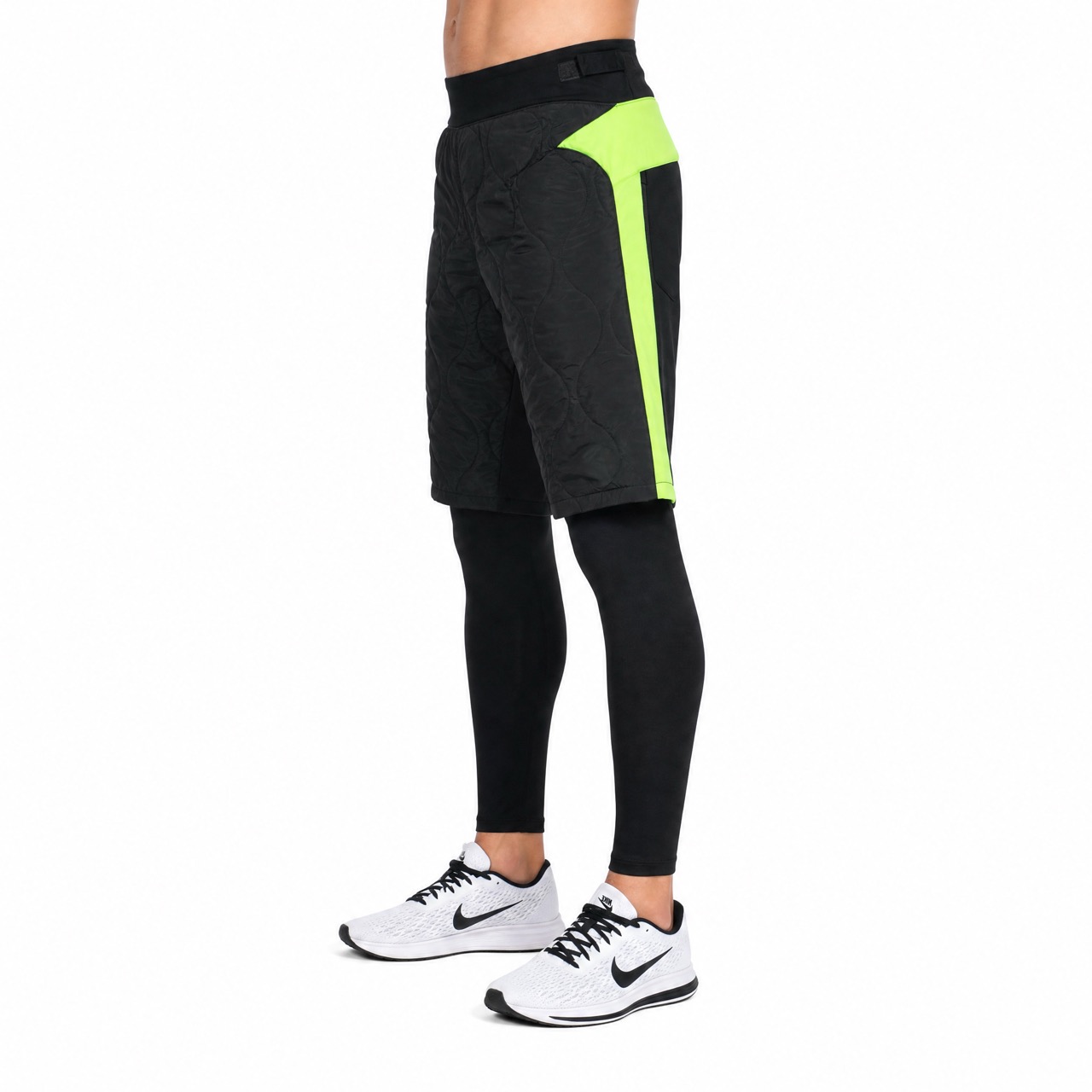 Mens Wind Proof Outdoor Quilting Color Block Baselayer 2 in 1 Adjustable Waist Pant