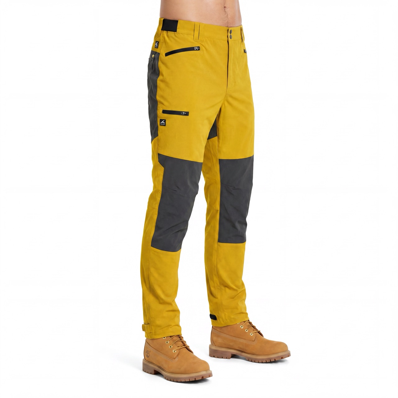Mens Color Block Trekking Trousers Elastic Waist Hiking Pant