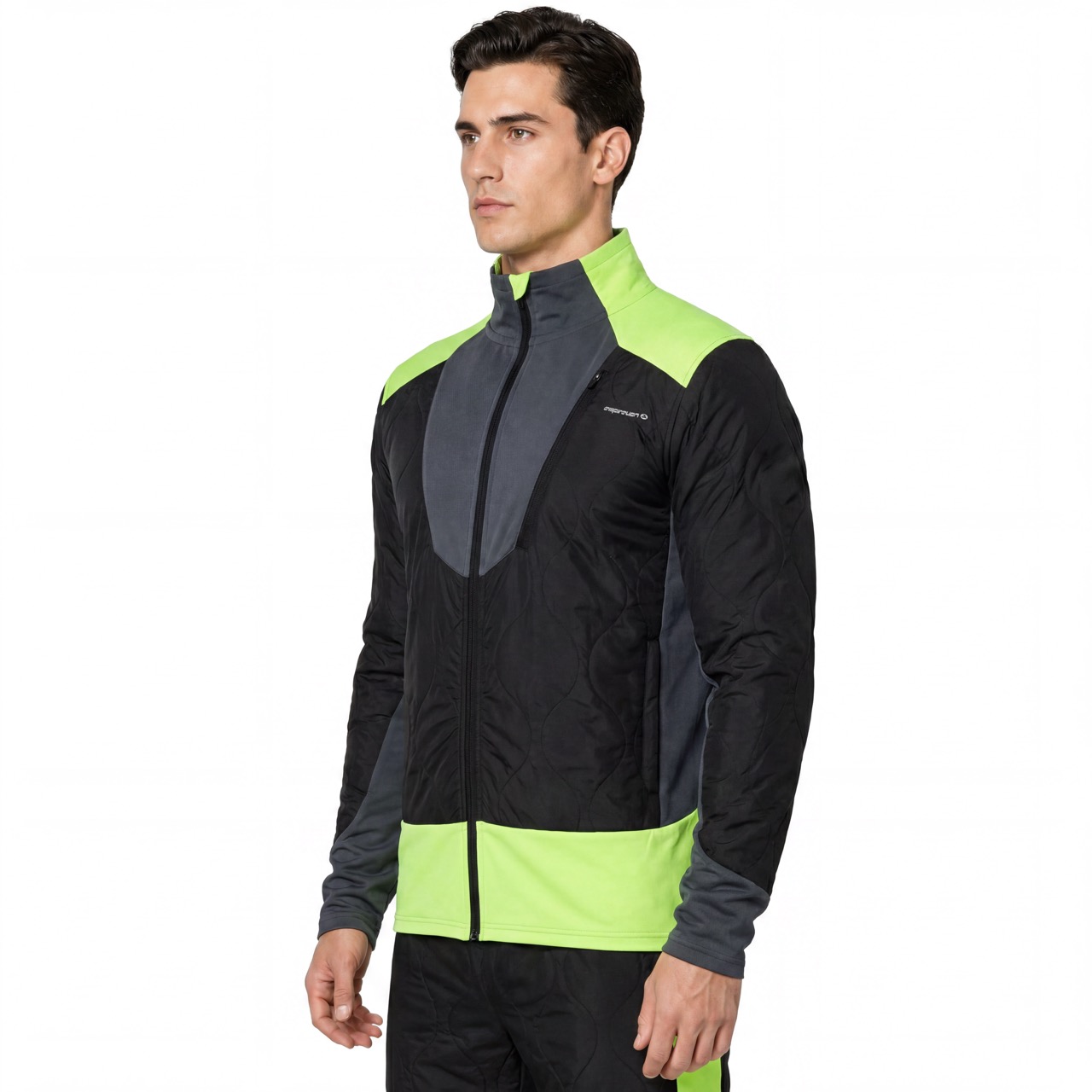 Mens Wind Proof Outdoor Quilting Color Block Fluro Trims Jacket