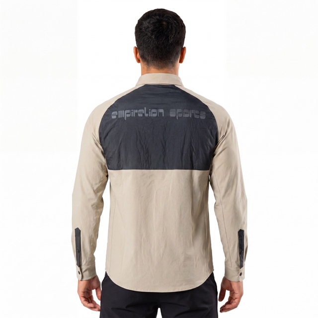Mens Quilting Panel Windproof Hiking Running Shirts