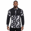 Mens Camouflage Print Color Blocked Laser Holes Yoke Double Sleeve Trekking Shirt